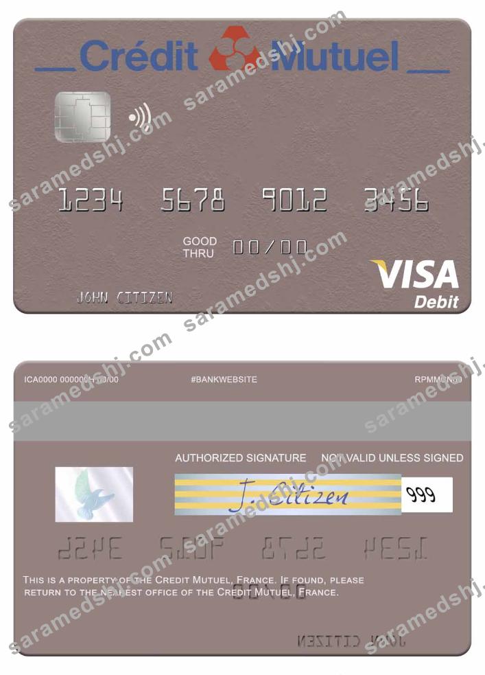 France Credit Mutuel visa debit card